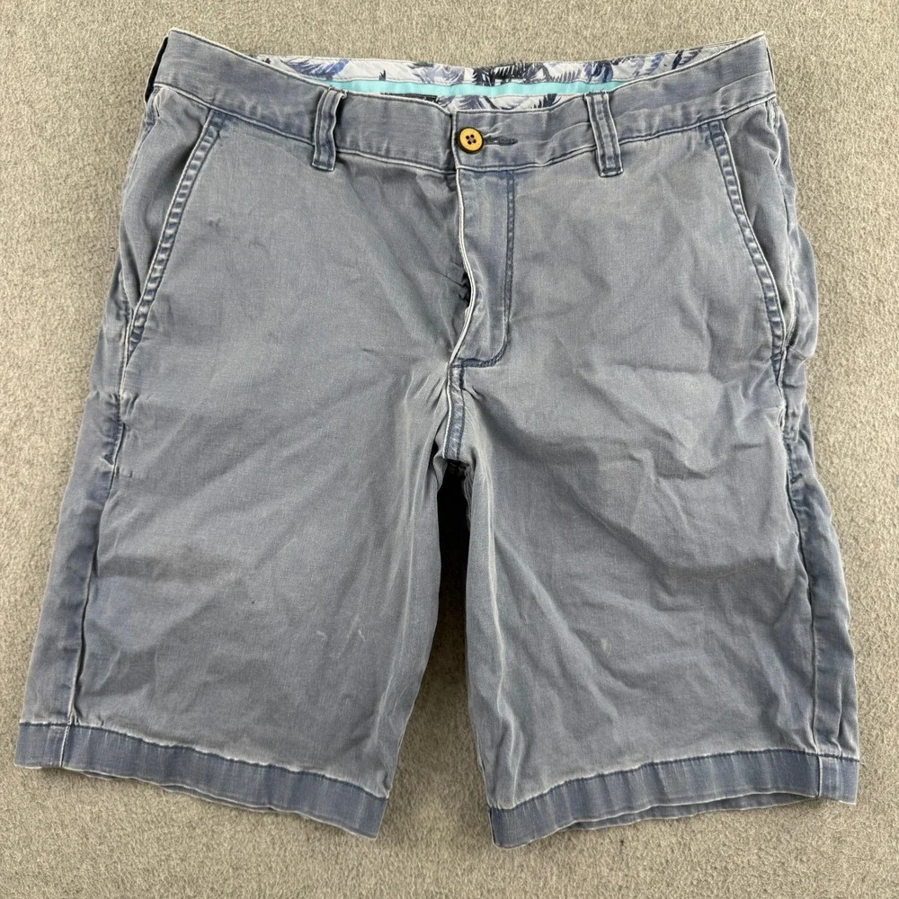Tommy Bahama Shorts Mens 30 Blue Flat Front Chino Cotton Blend Casual